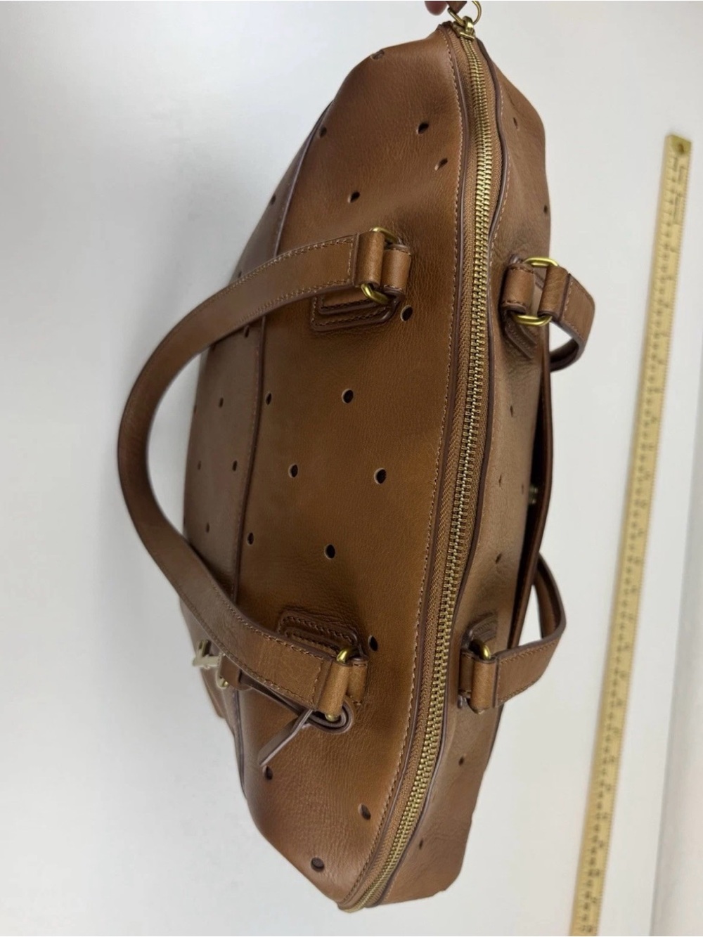 Fossil Julia Hobo Perforated Leather Tote Bag in Brown - Picture 14 of 16
